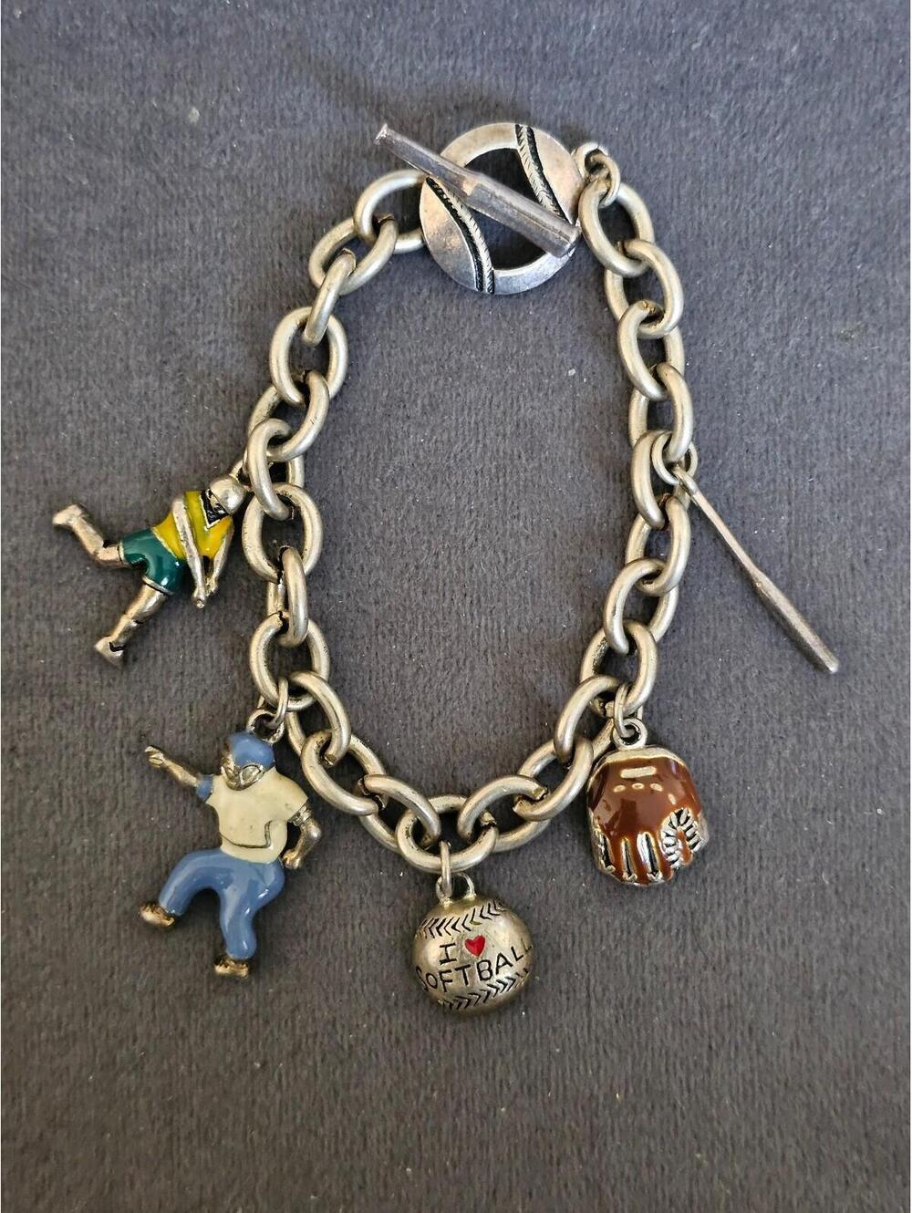 Vintage Softball Charm Bracelet